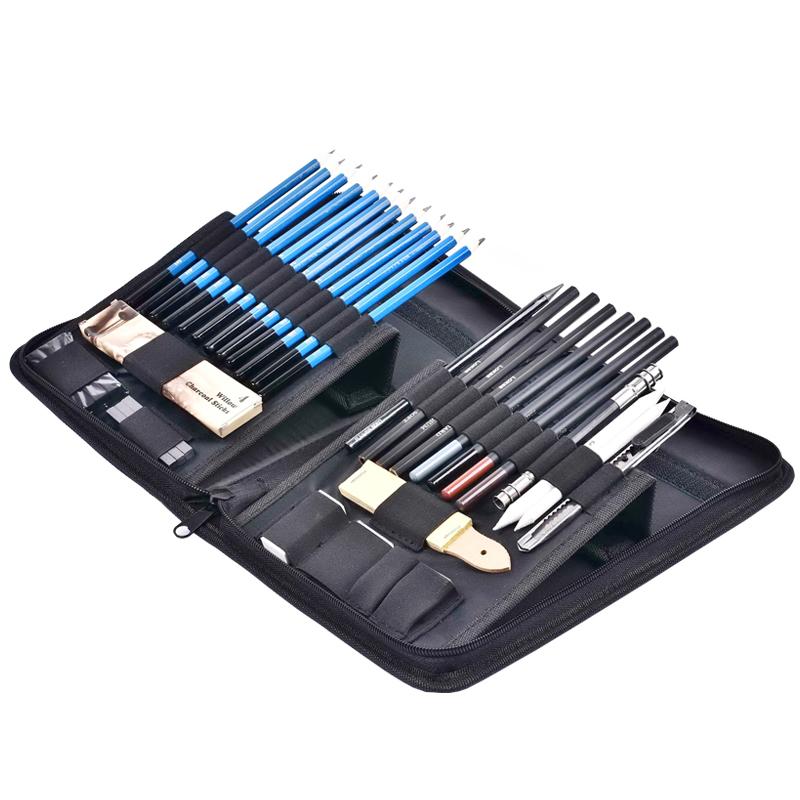 Hot Sale in the Market 40pcs Sketching and Drawing Pencil Set in Pop-up Nylon Case for Professional Artist and Beginners