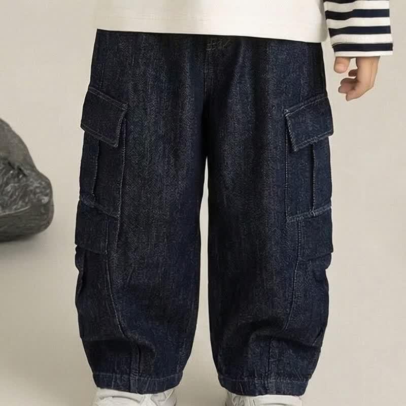 Boy s Loose Fit Tapered Cargo Jeans 150 cm