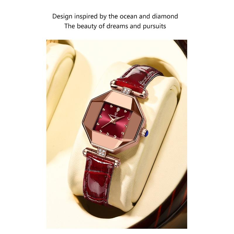 POEDAGAR Luxury Quartz Watch Elegant Fashion Red Dial Waterproof Ladies Leather Watches Women High Quality