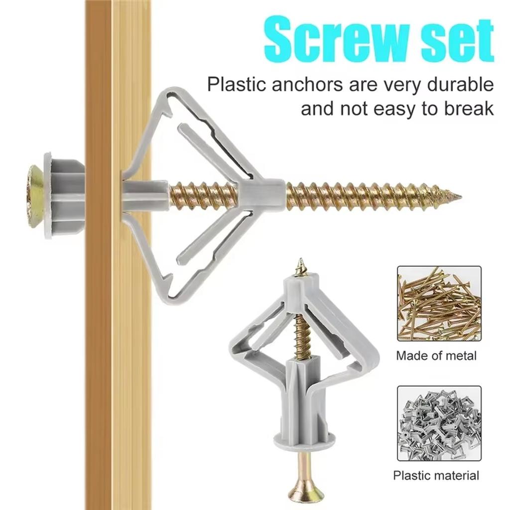Butterfly Type Plastic Gypsum Board Anchors Drywall Fixings Screw Curtain Wall Gypsum Expansion Tube