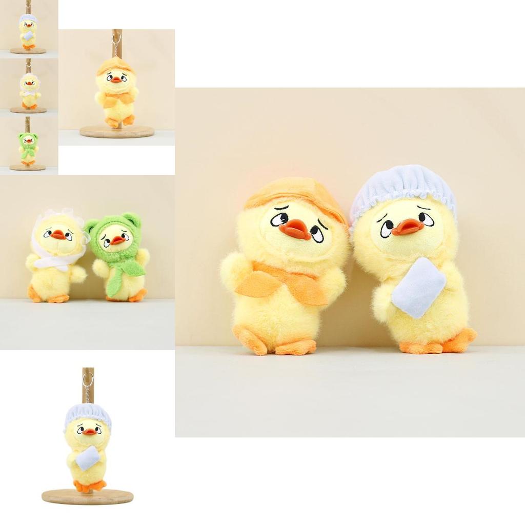 Fluffy Plush Annoying Duck Keyring Short Plush Animal 14cm Fun Desk Accessory