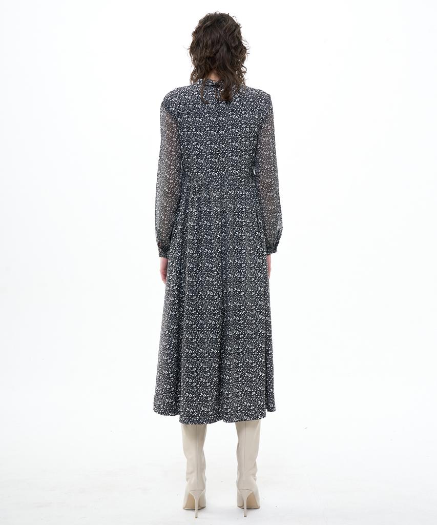 Bikwaieos Maxi Tie Neck Dress_Black White