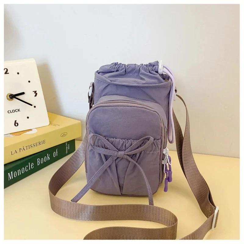 Outdoor Women's Small Bowknot Crossbody Bag Knot Mobile Phone Pouch Single oulder Bag Commuting Thermal Water Bottle Bag