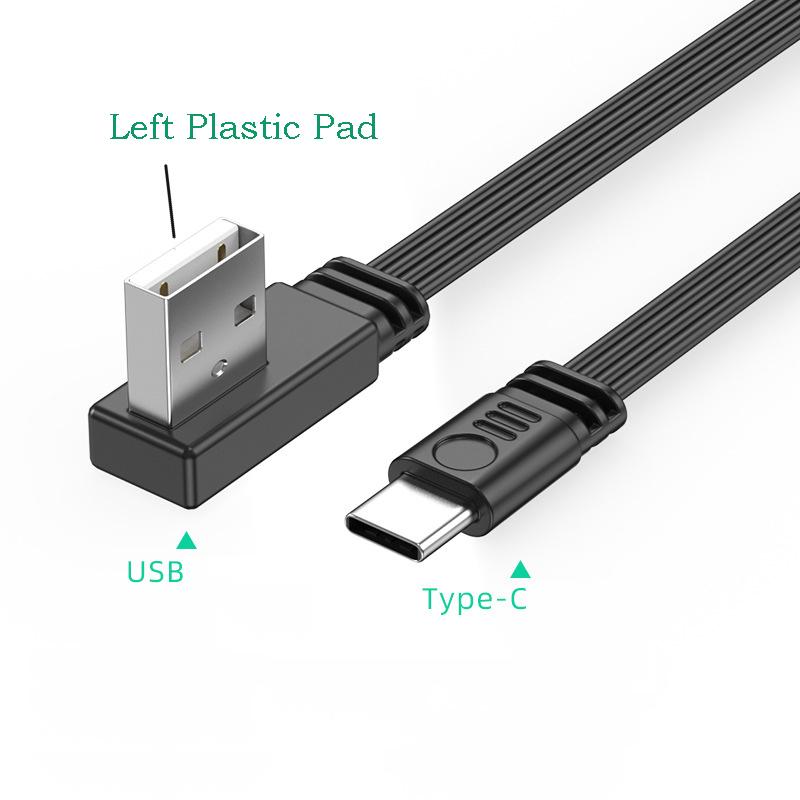 USB2.0 To Type C Data Cable Splitter Up Down Left Right Angle Wire Flat Cord USB C Data Transfer 2A Powe Supply Sync Extend Line