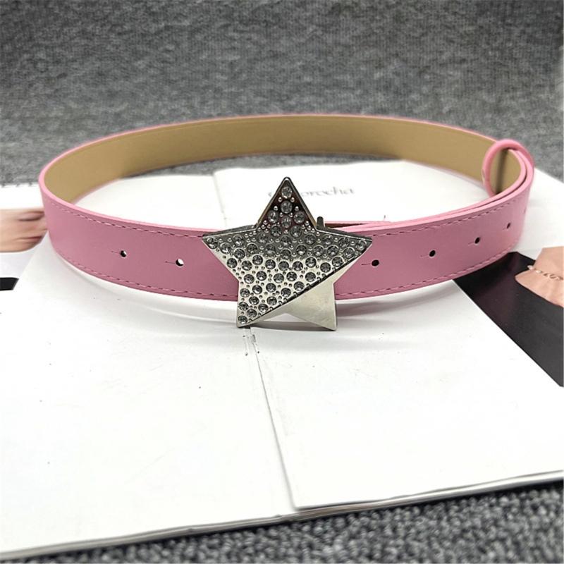 Adult Harajuku Belt with Rhinestone Light Luxurious Ladies Locomotive Waistband