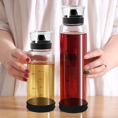 350/500ML Oil Bottle High Borosilicate Glass Dispenser Container With Scale Quantitative Sauce Vinegar Cooking Kitchen Supplies
