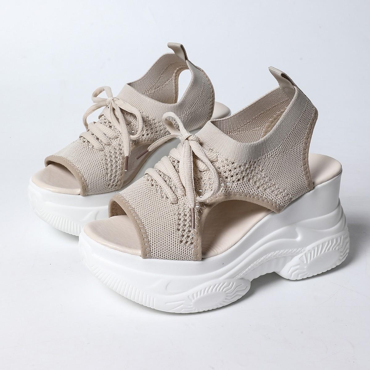 Women s Large-size Shoes, Platform Shoes, Thick-soled Shoes, Casual Sandals 36 бежевый