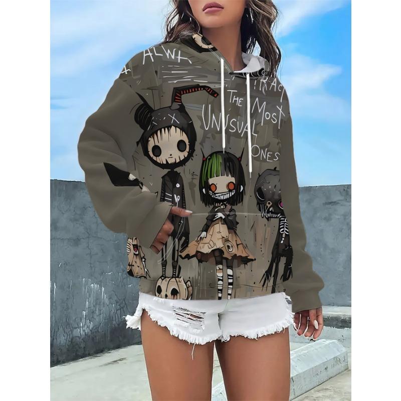 Fashionable Women's Loose Casual Street Style Hooded Sweatshirt