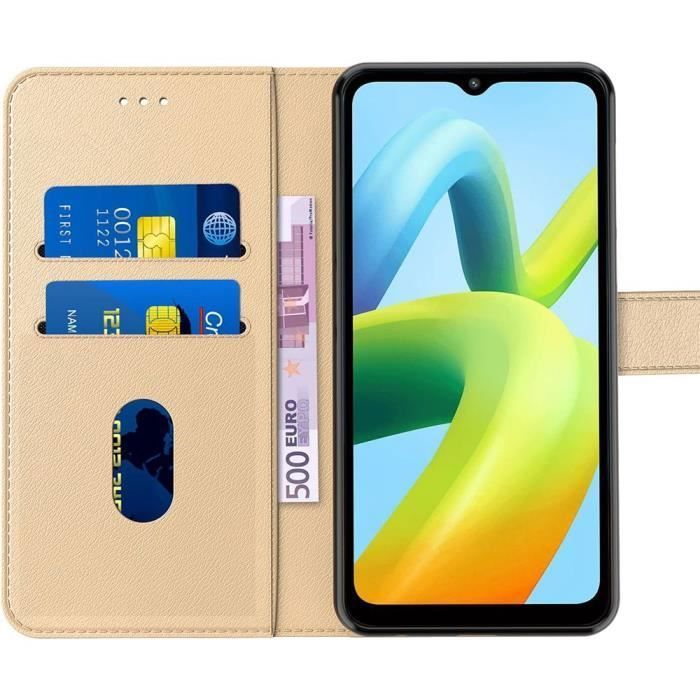 Coque de protection - E.F.CONNECTION - Redmi Note 12 - Effet Cuir - Anti-Rayures - Doré