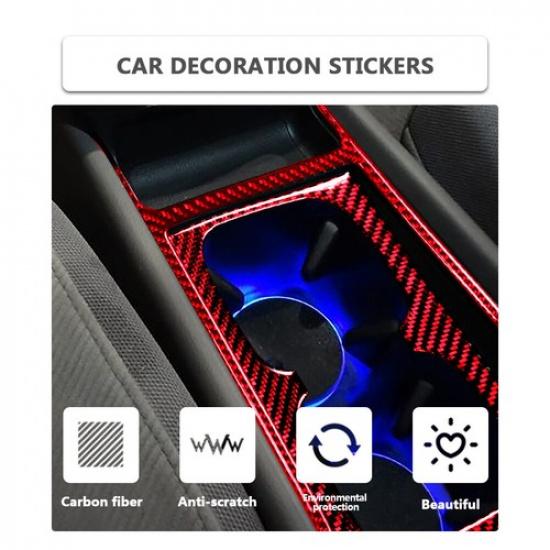 2Pcs For Honda Civic 2006-11 Carbon Fiber Interior Center Cupholder Cover Trim