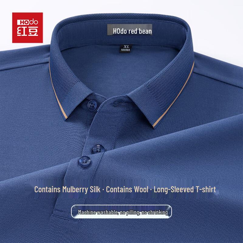 Men s Silk-Wool Blend Long-Sleeve Polo Shirt 2XL