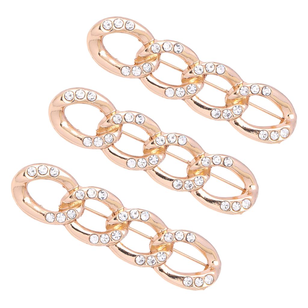 3pcs Adjustable Waist Tighteners Pin Metal Electroplate Jeans Brooch Pin for Loose Pants Skirts Sleeves and Sweaters
