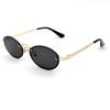 Trend Oval Sunglasses Women Light Luxury Designer Punk Gold Metal Frame UV Protection Lentes De Sol