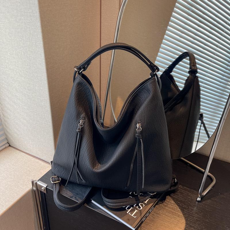 

Модный рюкзак Cabas женский 2025 новый большой вместимости дорожная сумка-тоут для поездок в стиле ретро многофункциональная сумка через плечо чёрный