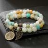 Turquoise Bracelet Tree of Life Pendant Bracelet 8mm White Turquoise Bracelet Two-piece Set