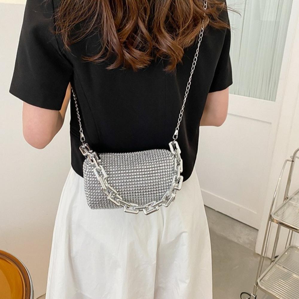 Large Capacity Small Square Bag Chain Women Shoulder Bag Classic Rhinestone Handbag  Girl