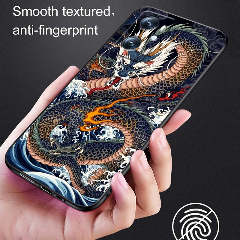 Fashion Dragon Illustration For OPPO Reno 5 6 7 A96 A40 A58 Realme GT A74 A78 Neo2 A74 A78 Find X5 X3 X7 X8 Black Phone Case