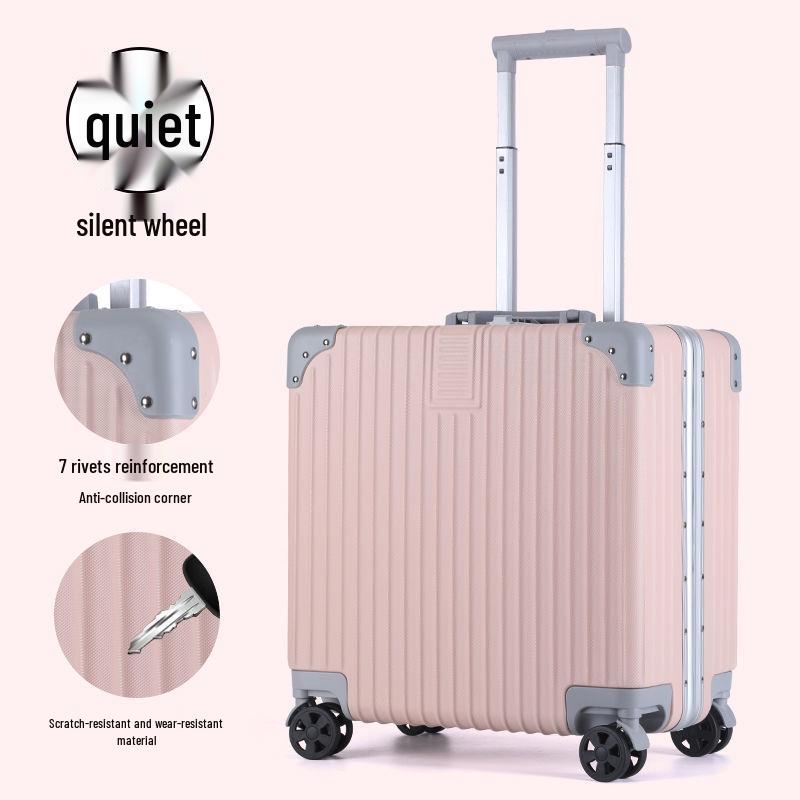 Women's 18" Mini Student Carry-on Suitcase, Aluminum Frame, 20" Compression-Resistant Trolley Case