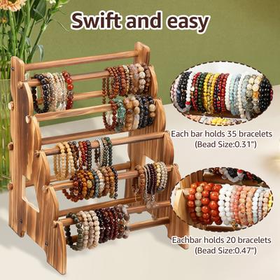 Jewelry Storage Rack Wooden Bracelet Holder 5Layer Bracelet Watch Display Stand Portable Organizer Shelves for Jewelry Hair Rope