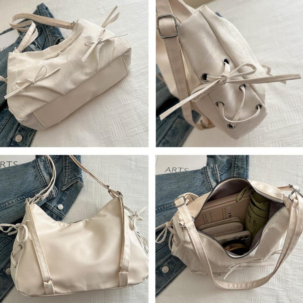 Large Capacity Women's Totes Handbags Soft Bowknot Crossbody Bag Single Shoulder Bag  Girls