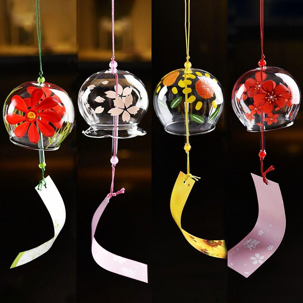 Pendant Design Glass Painted Wind Chime Glass Painting Wind Bell Door Decoration Gifts For Child