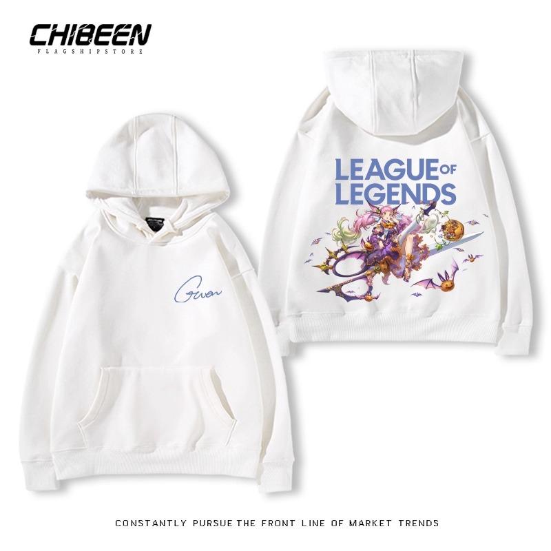 League of Legends LOL Lingluo Puppe Gwen Print Herren Kapuzensweatshirt Herbst und Winter Outdoor Plus Samt Locker Erwachsene Oberteile