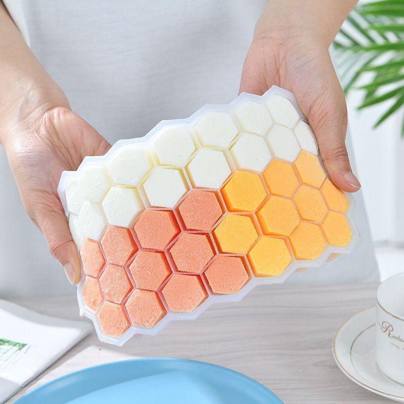 Random Color Honeycomb Shape Ice Mold Tray Silicone Ice Cube Maker Molds for Ice Cream Kitchen Gadgets