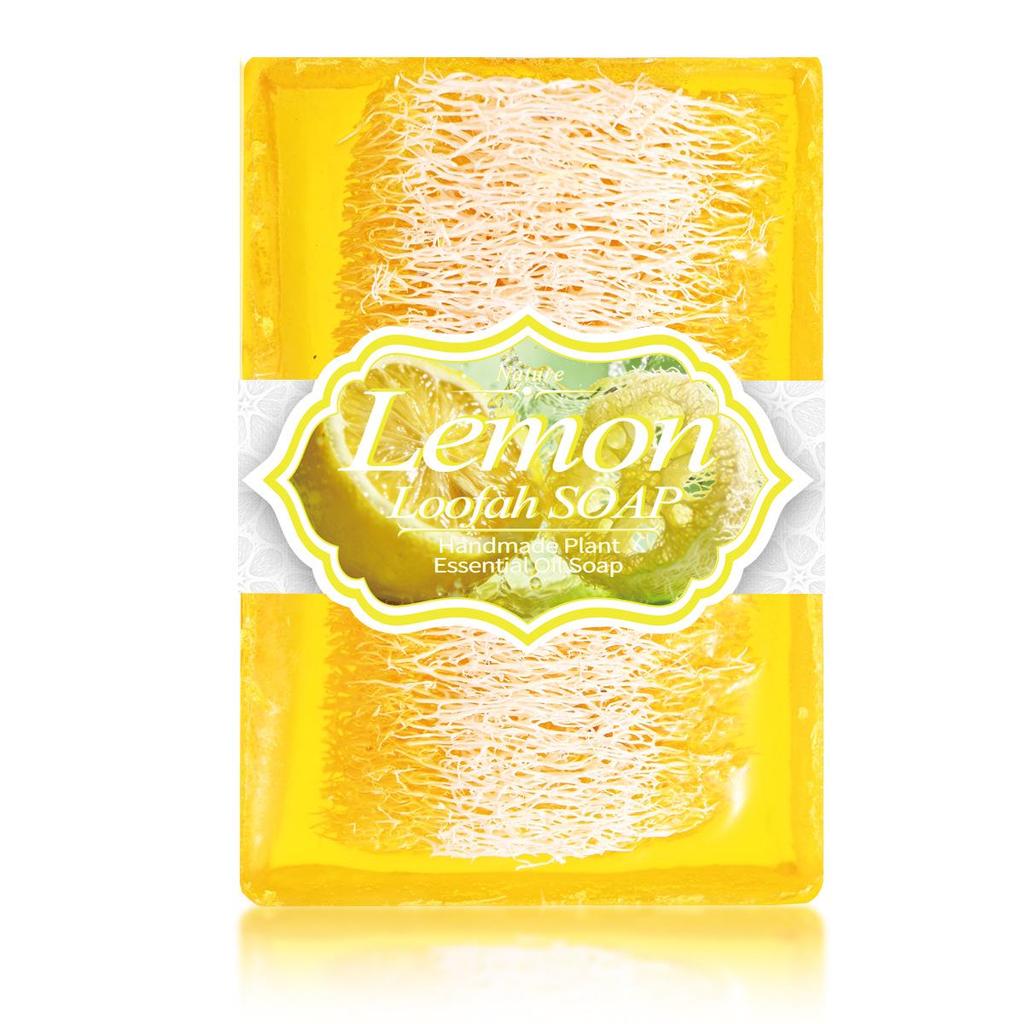 Lemon Scented Handmade Loofah Soap: Deep Cleansing, Moisturizing, Exfoliating Bath & Face Wash