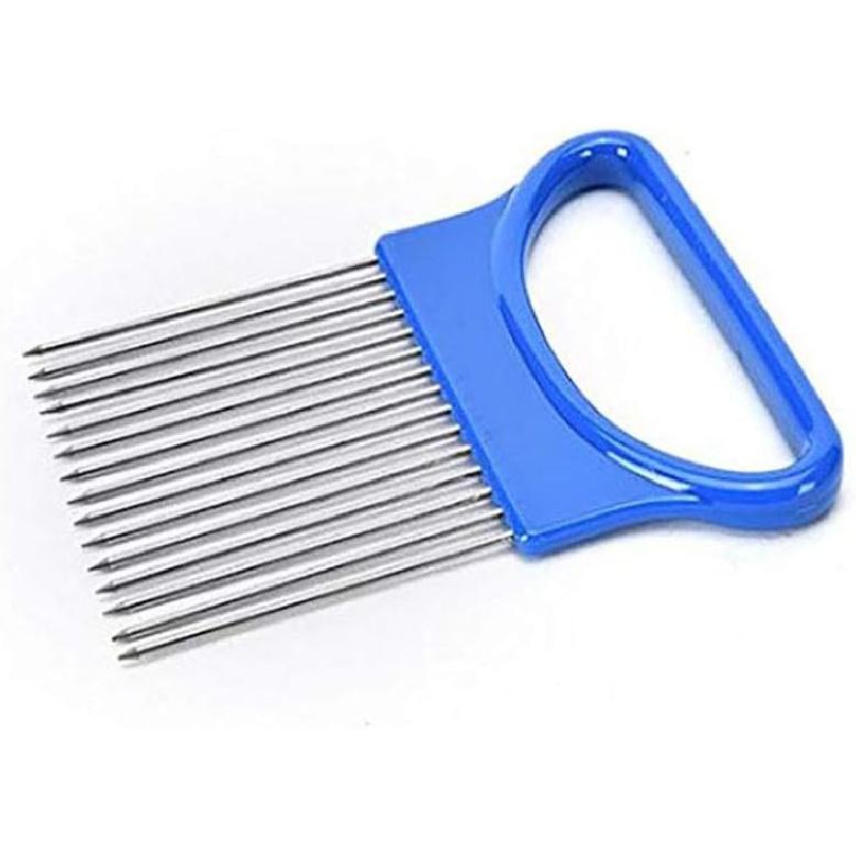 2Pcs Onion Holder Slicer, Stainless Steel Tomato Lemon Potato Vegetable Holder Slicer Cutter Tool for Kitchen Worker Slicing