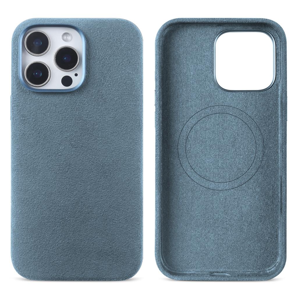 Vollumwickelte magnetische Hülle für ALCANTARA für iPhone 16 Pro Max 16pro Kunstleder Supercar Wildleder Handyhüllen Abdeckung
