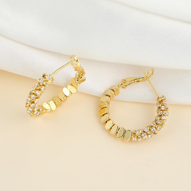 Huazi Style Zircon Stud Earrings for Women - Gold-Plated, Non-Fading Luxury Jewelry