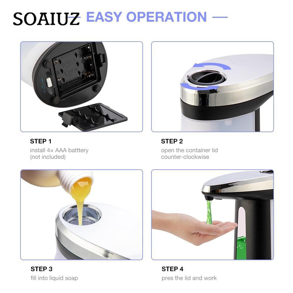 Soap Dispenser Automatic Liquid Soap Dispenser 400ML Smart Sensor Non-Contact Soap Dispenser ABS Soap Dispenser for Kitchen Bathroom Soap Dispenser