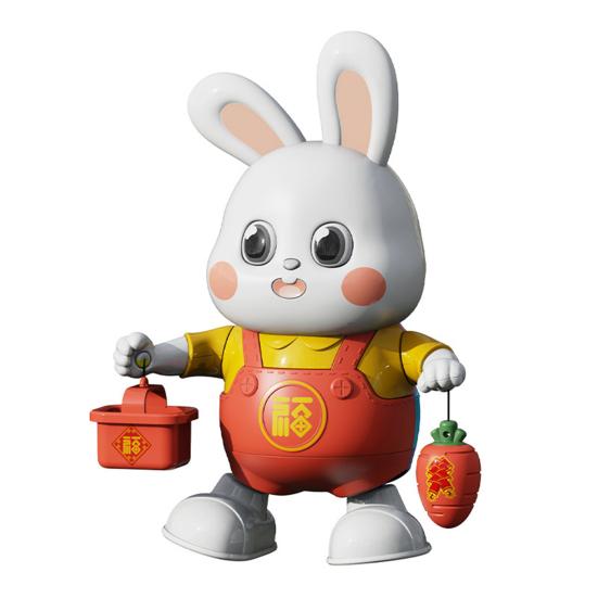 Electric Dancing Rabbit Toy with LED Light Music Toddlers Easter Bunny Walking Toy Boys Girls Tummy Time Interactive Crawling Animal Toy