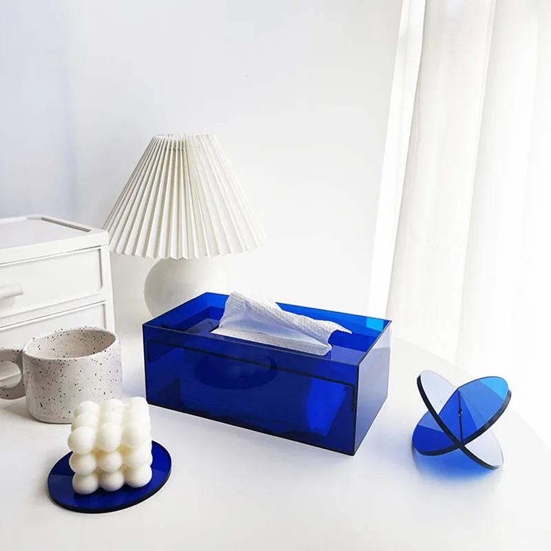 Acrylic Colorful Tissue Box Creative Nordic Luxury Facial Tissue Dispenser Box Desktop Napkin Holder Decoration
