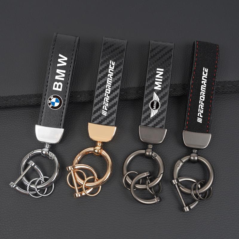 Leather Car Logo Key Chain Keyring Auto Interiors Accessories For BMW 50th Anniversary E46 E90 E60 F30 F10 E39 E36 F20 G20 G30 ulcr72