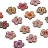 (50pcs/pack) 2cm 2-hole Plum Blossom Button Retro Wooden Button Sewing Accessories Color Printing Home Decoration