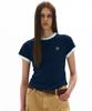 PARTIMENTO WOMEN College Striped Ringer Tee_Navy