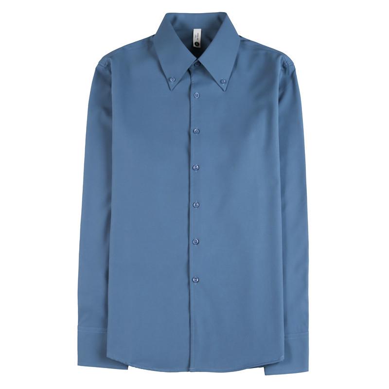 Cămașă de Afaceri Slim Fit pentru Bărbați, cu Mânecă Lungă, Stil Coreean Nou, cu Guler Mare în Stil Britanic