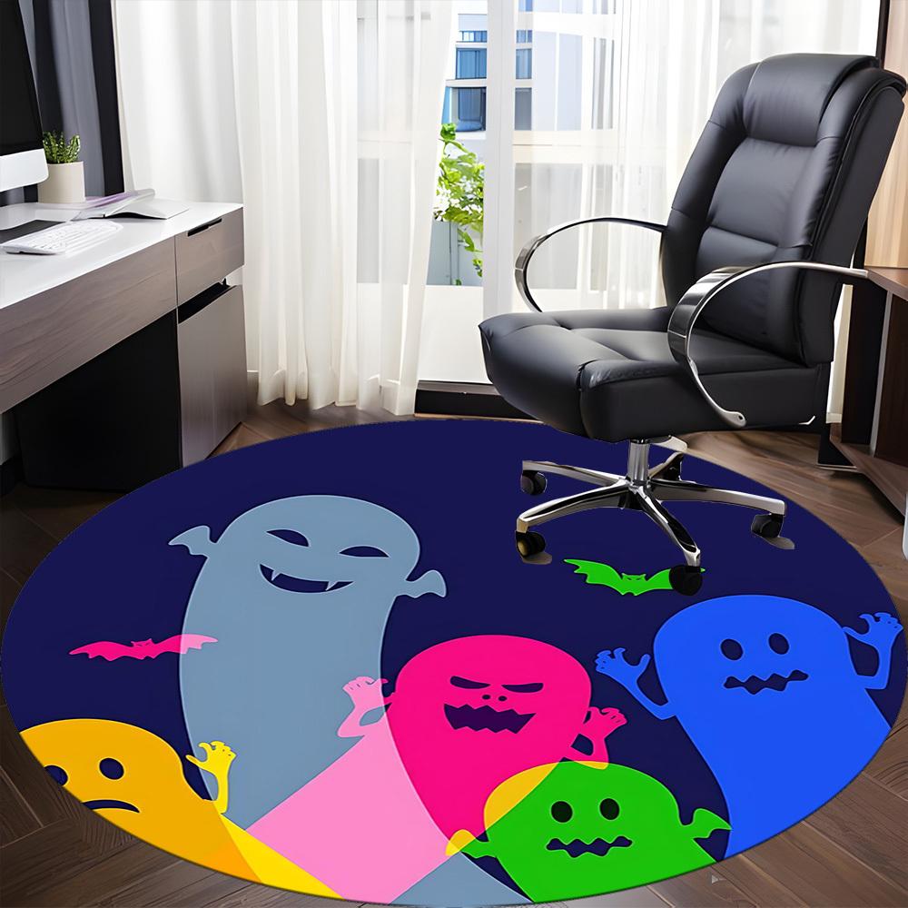 1PCGhost Halloween Office Round Area Rug,  Mat Suitable For Office, Under Office Chairs Bedroom Living Room Home Decor, Room Deco
