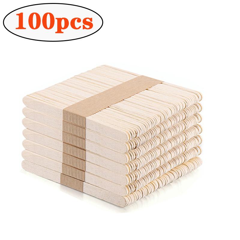 

100 Pieces of Natural Wooden Ice Cream Wooden Sticks and Popsicles Handmade Ice Cream Popsicle Making Tools 114mm