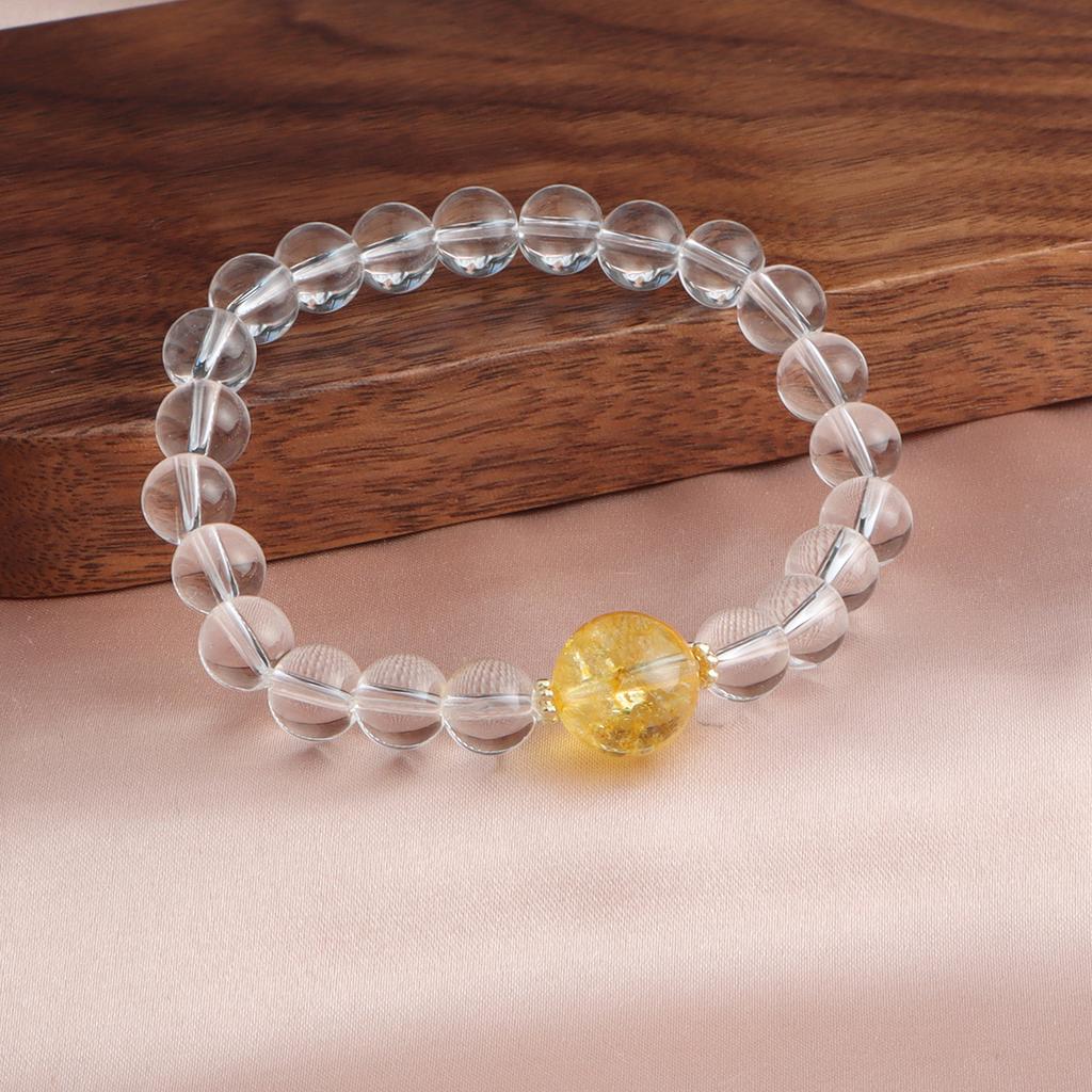 Bracelet White Crystal Gold Sun Aquamarine Natural Stone Crystal Bracelet Dopamine Versatile National Style Live