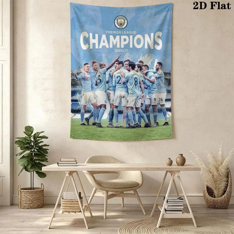 Royal MCFC CrownWall Hanging Printed Fabric Blanket Decorative Tapestries for Bedroom Living Room Home Decor