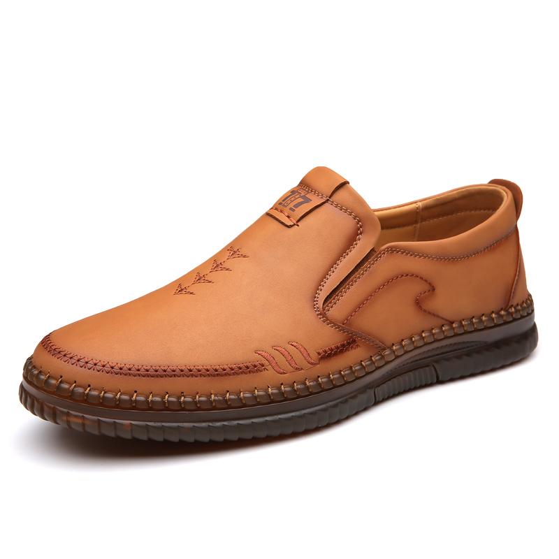 Fashion Spring Autumn Hot Selling High Quality Handmade Sole Loafers Simple Men's Leather Work Shoes Outdoor Leisure Men's Walking Shoes