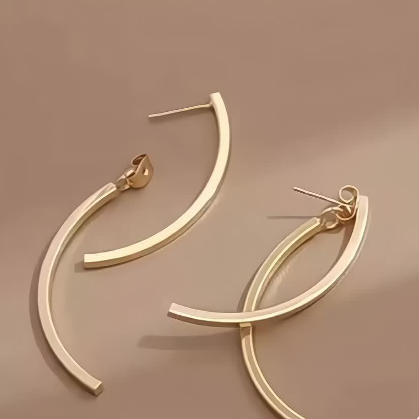 Long Arc Earrings for Women, Minimalist Stylish Dangle Jewelry Daily Wear Trendy