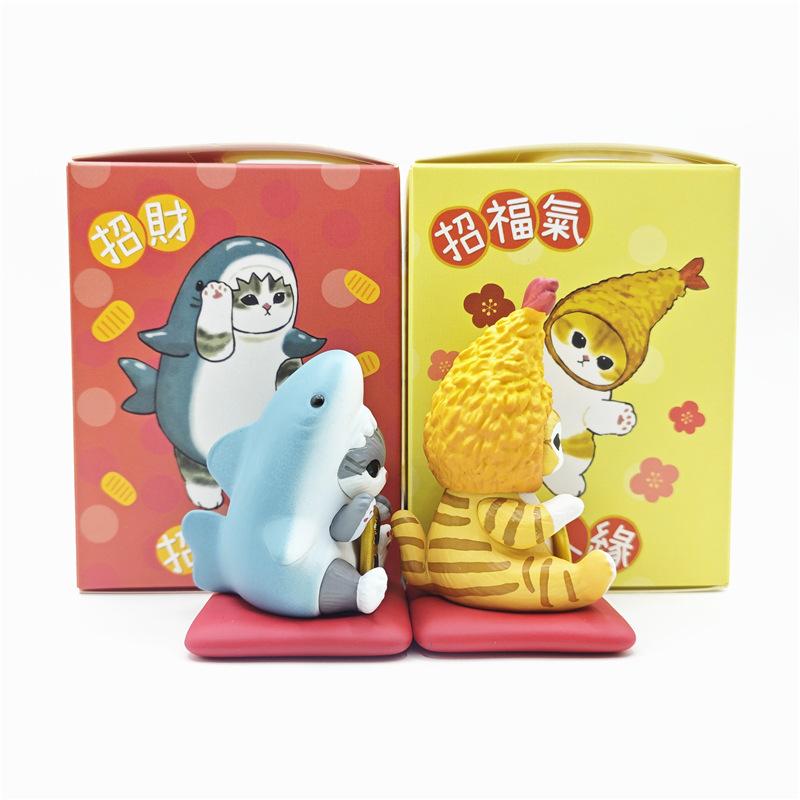 Cat Charming Sandy Fortune Figurines Blind Box Collection With Pvc Material And Anime Style