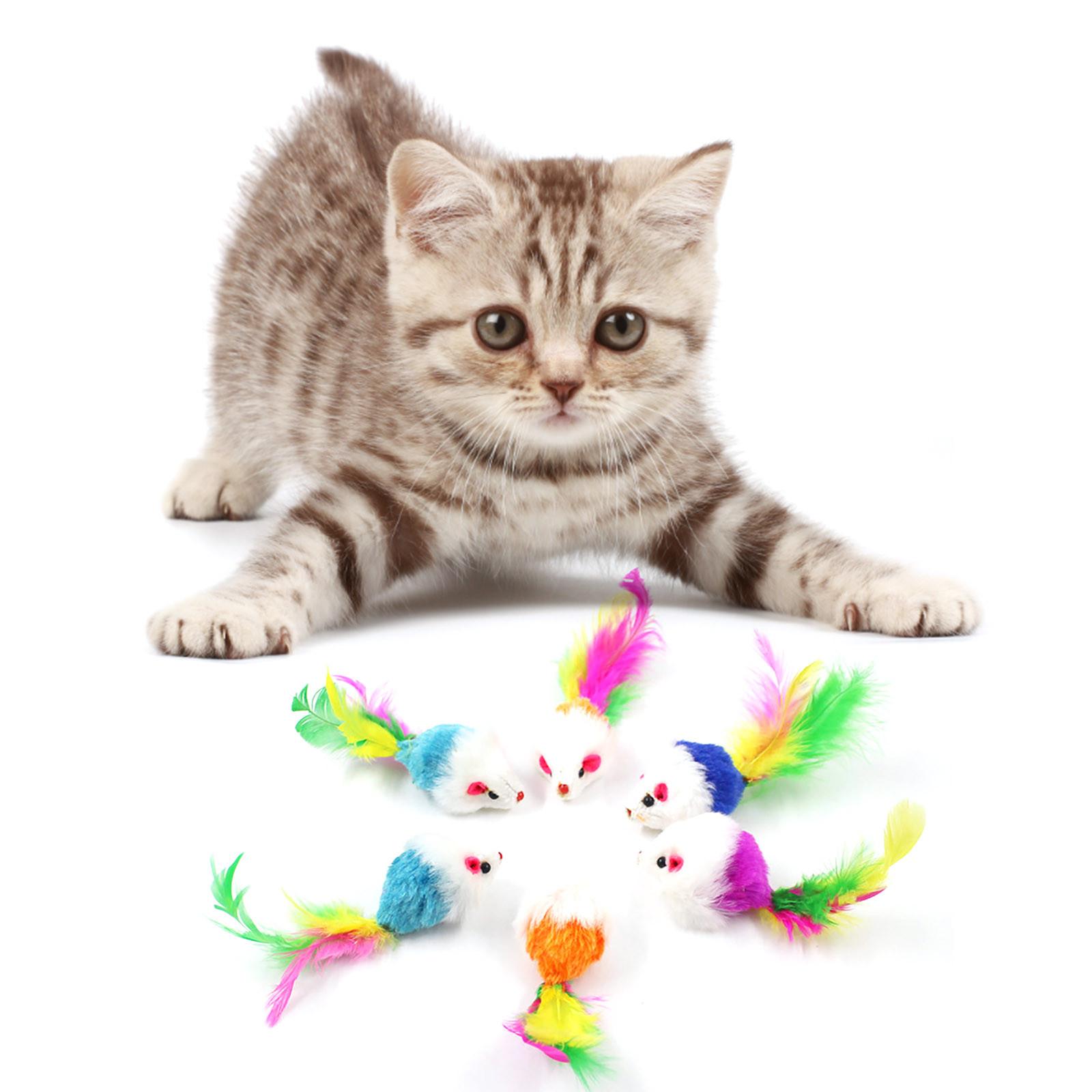 Pawstrip Soft Fleece False Mouse Cat Toys Colorful Feather Funny Playing Toys for Cats Kitten Interactive Ball Cat Toy Catnip One Size камуфляжный