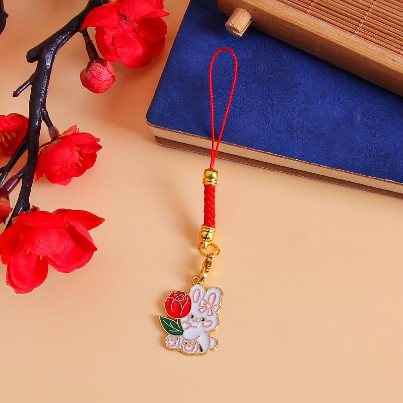 Mid-Autumn Rabbit Keychain Lanyard with USB Flash Drive & Cute Kitten Ornament
