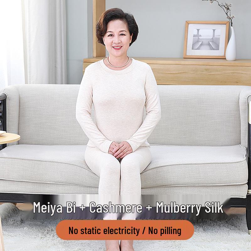 Cashmere Elderly Warm Set: Cozy Autumn/Winter Underwear Gift for Mom & Dad with Plus Velvet