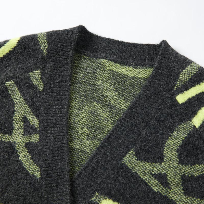 Elva' Island Women's Color Block Jacquard V-Neck Cardigan