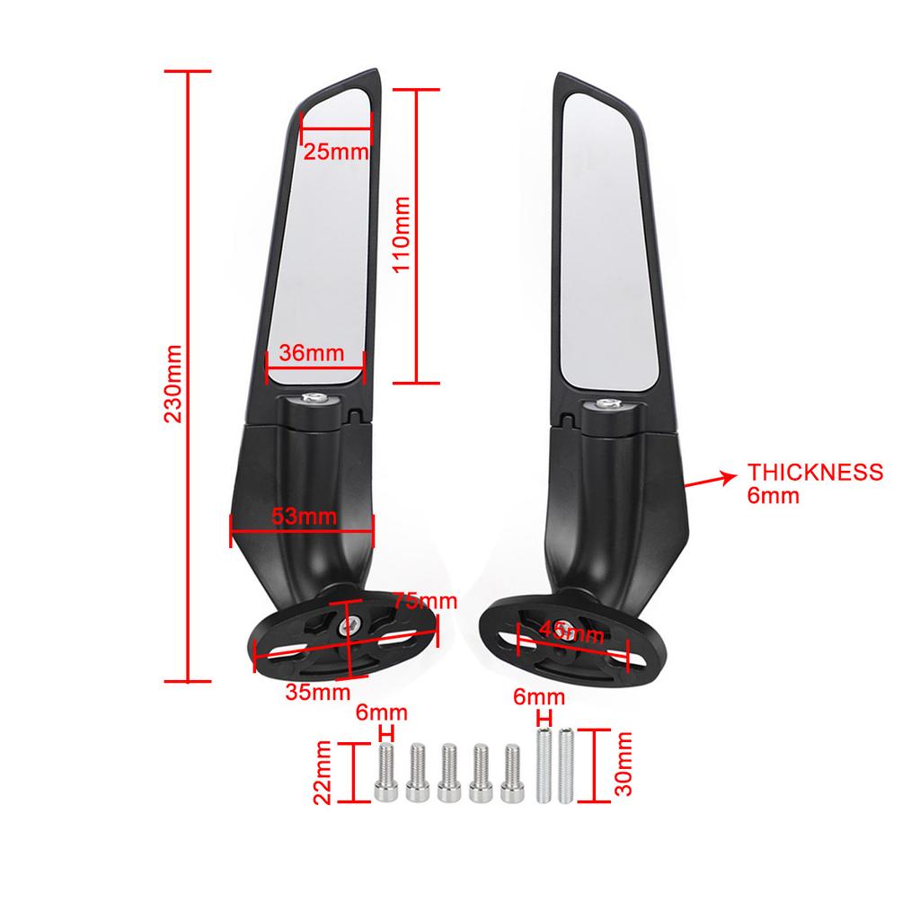 Adjustable Wing Fin Rearview Mirrors For Honda CBR600RR 03-17 CBR1000RR 04-07